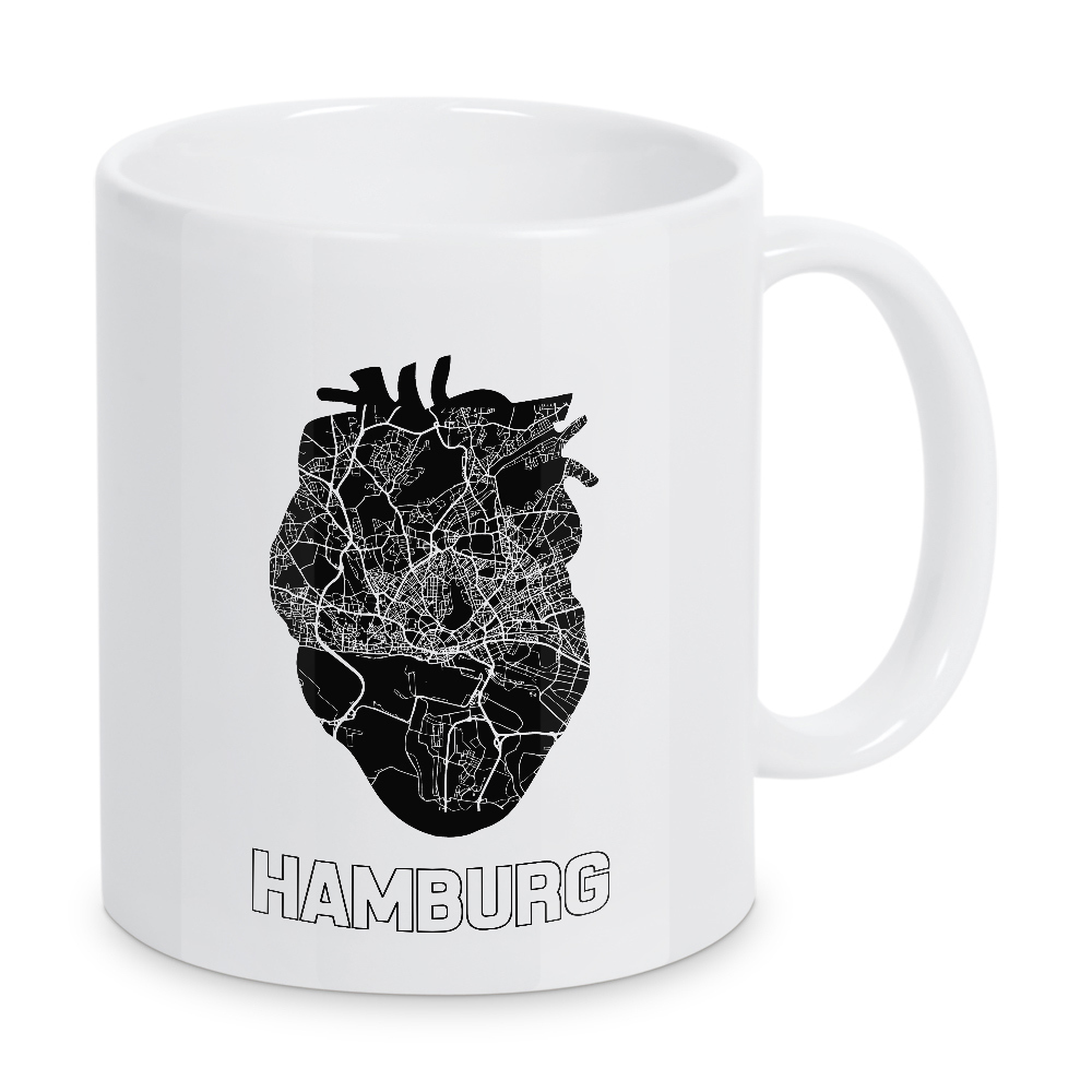 Tasse "Hamburger Herzkarte" artboxONE - Städte / Hamburg,Reise,Kartografie