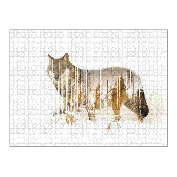 Puzzle Ravensburger "Wolf" artboxONE - Abstrakt - Wolf,Doppelbelichtung,Winter,Wald,Doppelbelichtung - Bild Wolf
