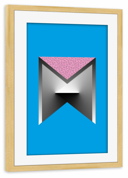 Poster mit Rahmen kiefer "»M«" artboxONE - Typografie - M,Buchstabe,Alphabet,Vektor,Vektor,Geometrie,Charakter,Beschriftung,Vojd,Berlin