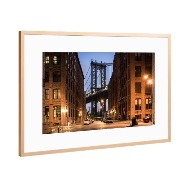 Poster mit Rahmen Kupfer "Brooklyn 4 AM" artboxONE - Architektur - Manhattan,New york,Brücke,Big apple,Usa,Amerika
