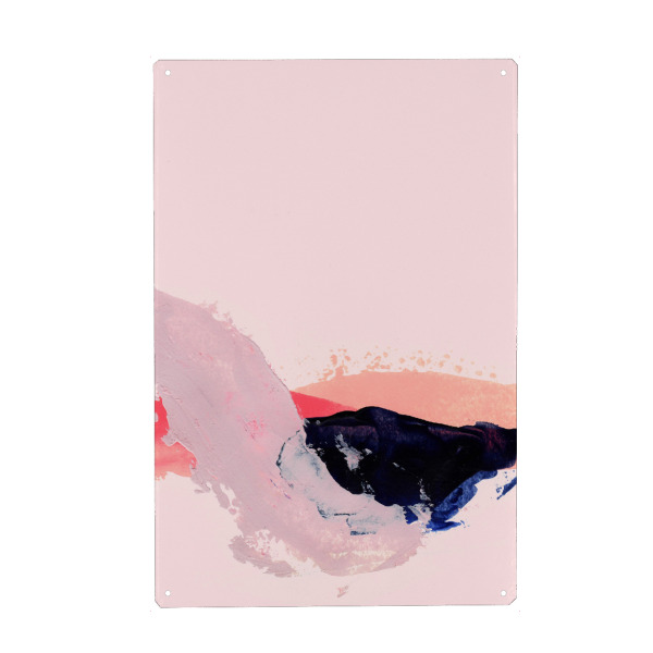 Metall Poster "Flow II" artboxONE - Abstrakt,Geometrie,Fiktion,Fiktion - Kunst,Malerei,Muster,Rosa,Abstrakt,Pastell,Art,Acryl,Minimalismus,Zart,Farbe