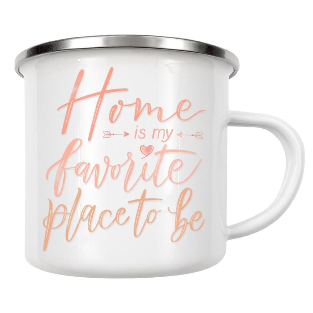 Emaille Tasse "Home is My Favorite Place to Be" artboxONE - Typografie,Floral,Liebe
