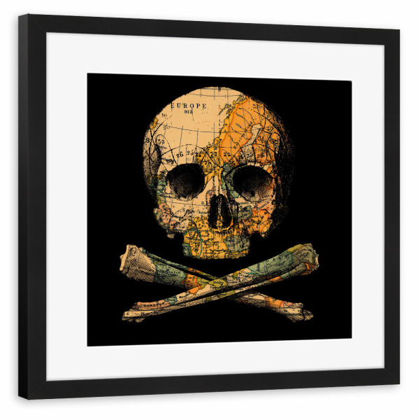 Poster mit Rahmen schwarz "Treasure Map" artboxONE - Abstrakt,Kartografie - Schädel,Karten,Reisender,Reise,Cool,Lustig,Tobias fonseca