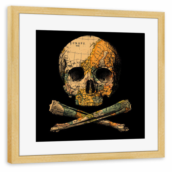 Poster mit Rahmen kiefer "Treasure Map" artboxONE - Abstrakt,Kartografie - Schädel,Karten,Reisender,Reise,Cool,Lustig,Tobias fonseca