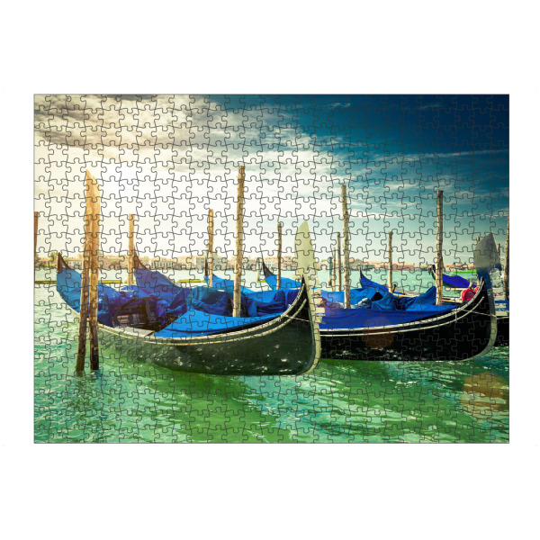 Puzzle Ravensburger "Venedig Blaue Gondeln" artboxONE - Städte - Venedig,Blaue gondeln,Italien,Canal grande - Bild Venedig