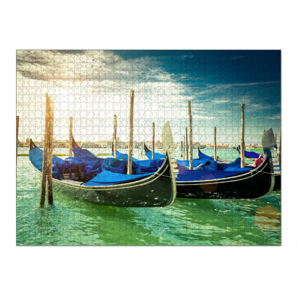 Puzzle Ravensburger "Venedig Blaue Gondeln" artboxONE - Städte - Venedig,Blaue gondeln,Italien,Canal grande - Bild Venedig