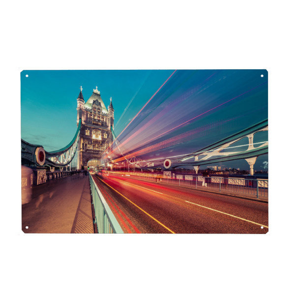 Metall Poster "London Tower Bridge at night" artboxONE - Städte,Architektur - London,Tower bridge,Großbritannien - Blechschild