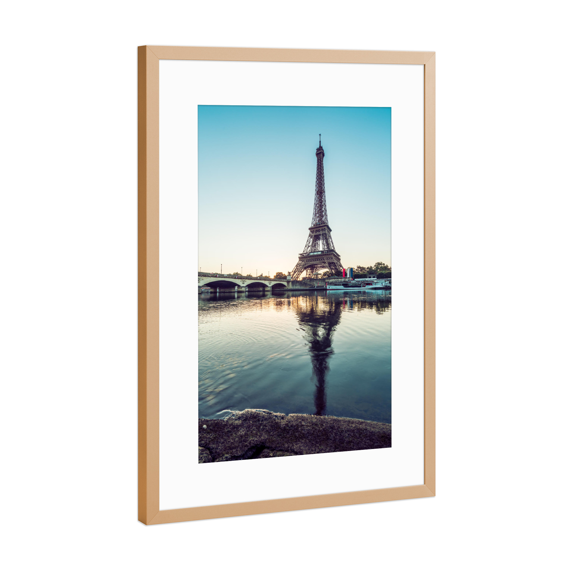 Poster mit Rahmen Kupfer "Paris Eiffelturm Blue Sky" artboxONE - Städte,Architektur - Paris,Eiffelturm,Seine