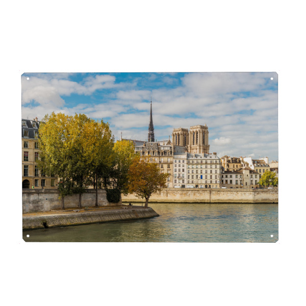 Metall Poster "Paris Notre-Dame" artboxONE - Städte - Paris,Notre-dame,Frankreich,Seine - Blechschild