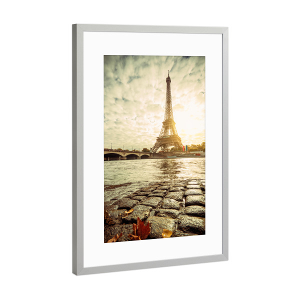 Poster mit Rahmen Silber "Paris Eiffelturm Autumn Leaves" artboxONE - Städte - Paris,Eiffelturm,Seine