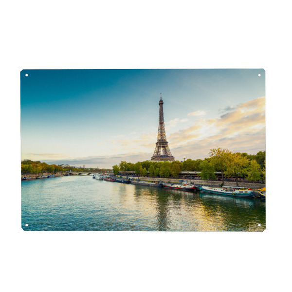 Holzbild "Paris Eiffelturm und Seine" artboxONE - Städte - Paris,Eiffelturm,Frankreich