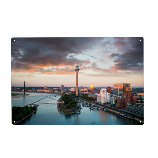 Holzbild "Düsseldorf Medienhafen Skyline" artboxONE - Städte,Architektur - Düsseldorf,Medienhafen