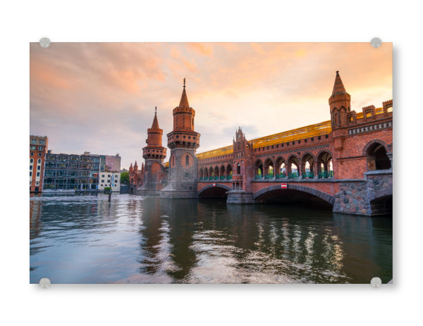 Acrylglasbild "Berlin Oberbaumbrücke Abendromantik" artboxONE - Städte - Berlin