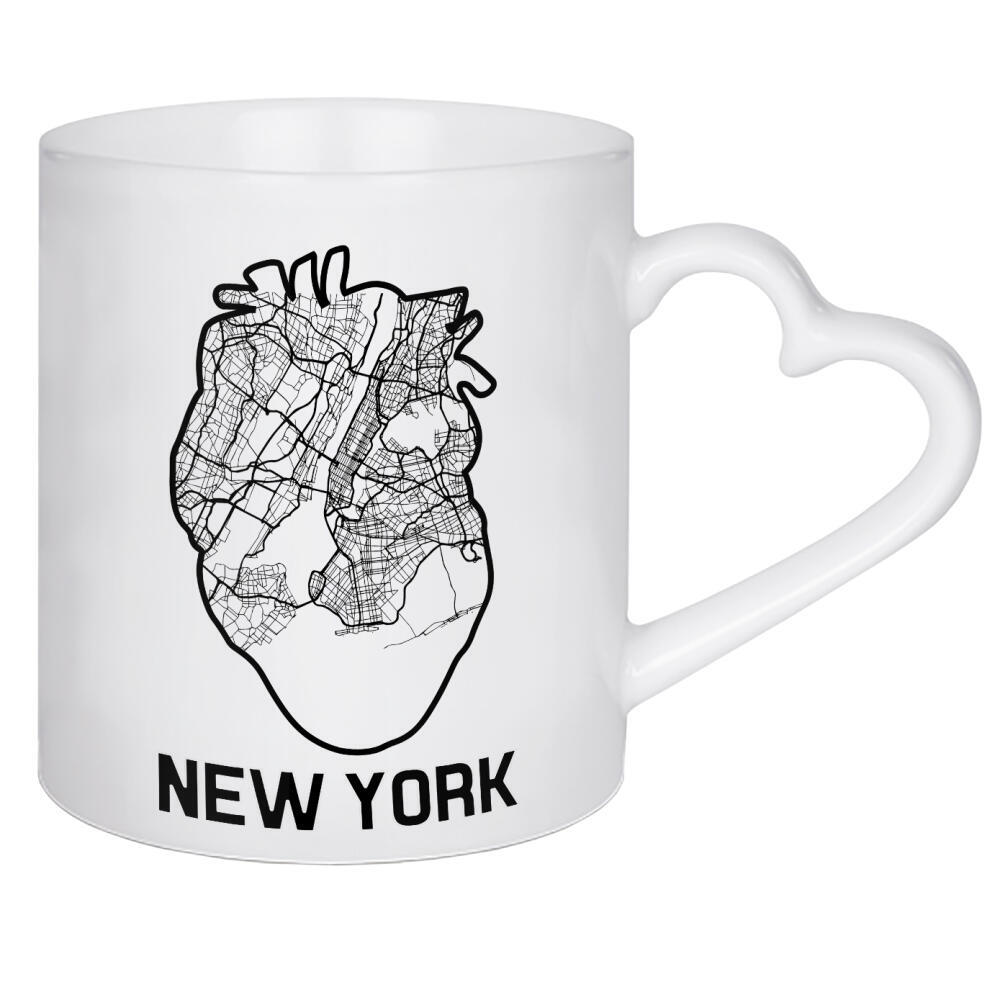 Herztasse "New York Herzkarte - weiß" artboxONE - Städte / New York