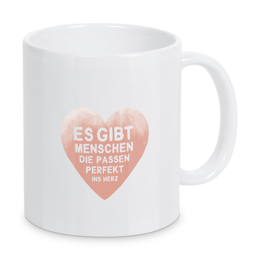 Tasse "Passt perfekt ins Herz" artboxONE - Typografie,Für Kinder,Liebe,Für Mama,Lustig