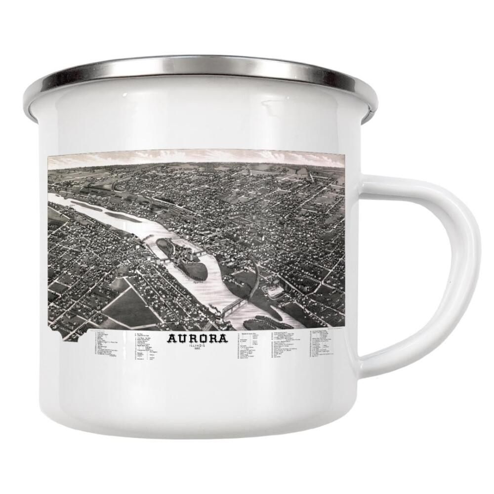 Emaille Tasse "Mapa de Antiguo de Aurora -" artboxONE - Kartografie - Karte,Plan,Jahrgang,Antik,Retro,Alt,Karten,Karte der welt,Illustration,Illinois