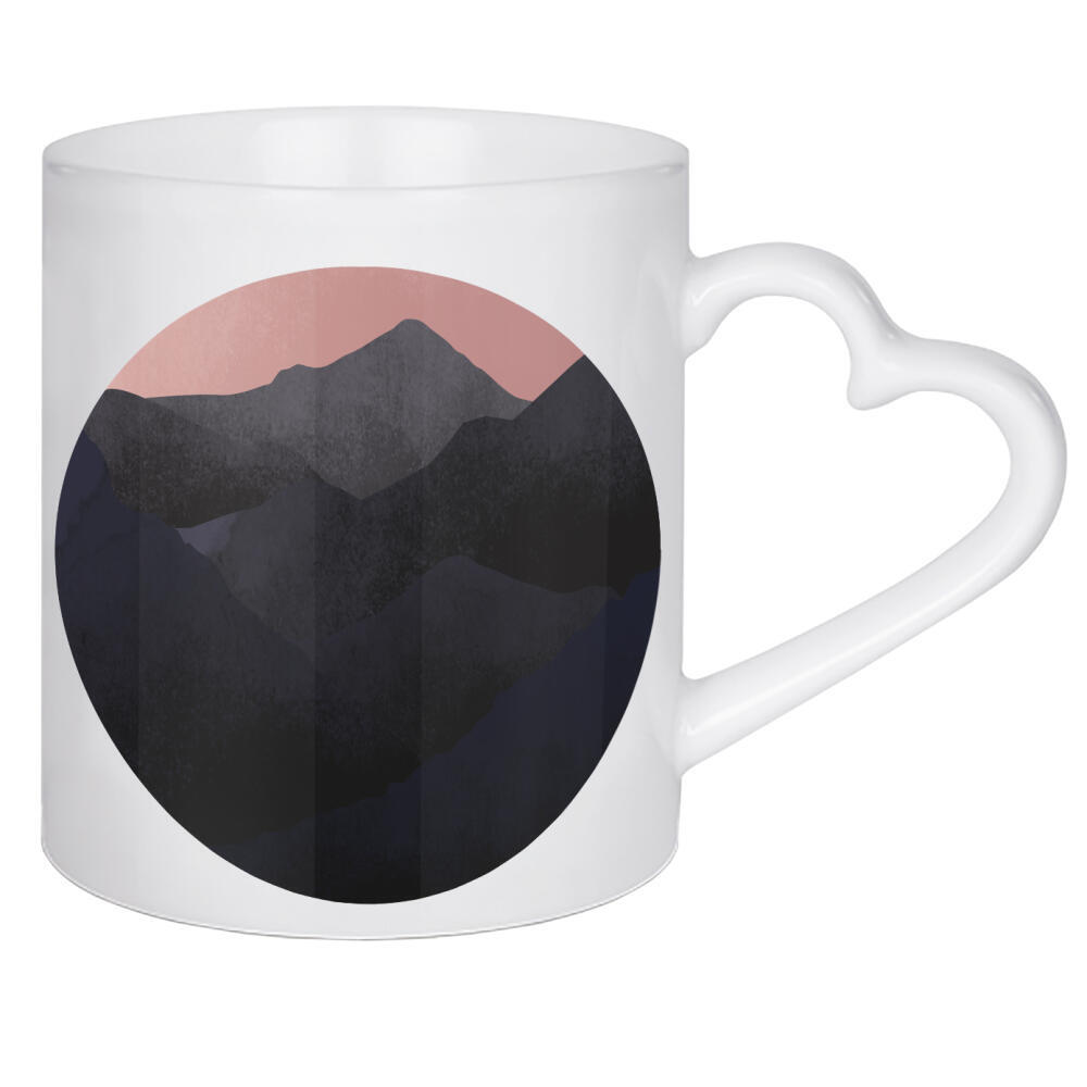 Herztasse "Berglandschaft schwarz rosa" artboxONE - Natur,Reise,Abstrakt