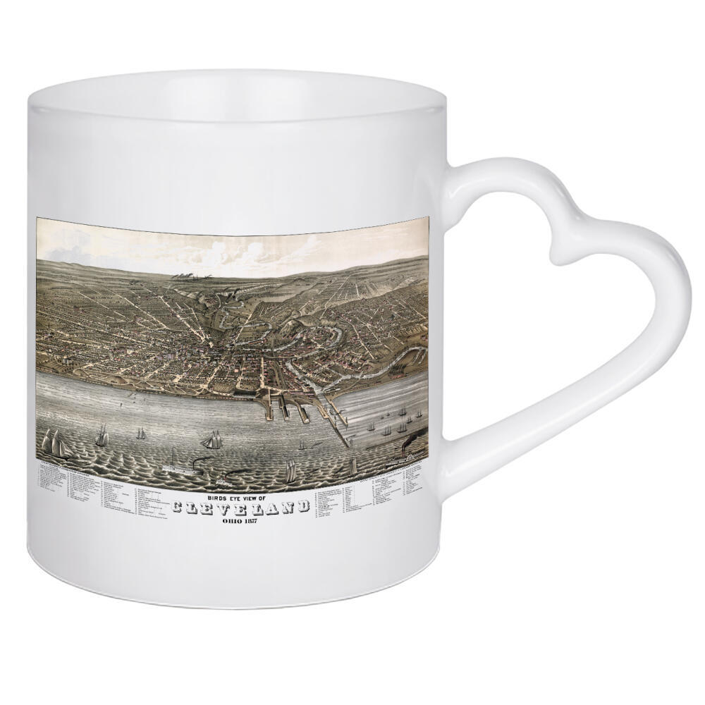 Herztasse "Alte Karte von Cleveland - Ohio-m" artboxONE - Kartografie - Karte,Plan,Jahrgang,Antik,Retro,Alt,Karten,Karte der welt,Illustration,Ohio