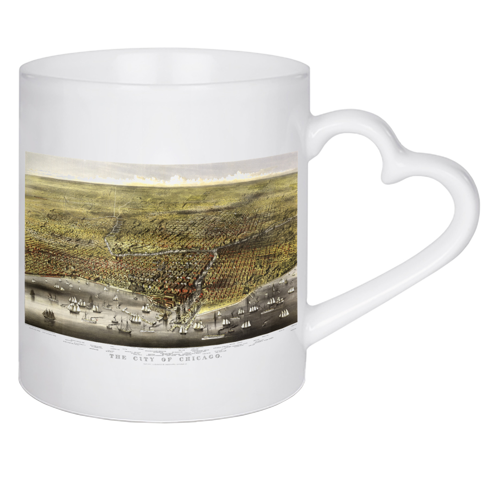 Herztasse "Antike Karte von Chicago" artboxONE - Kartografie - Karte,Plan,Jahrgang,Antik,Retro,Alt,Karten,Karte der welt,Illustration,Illinois