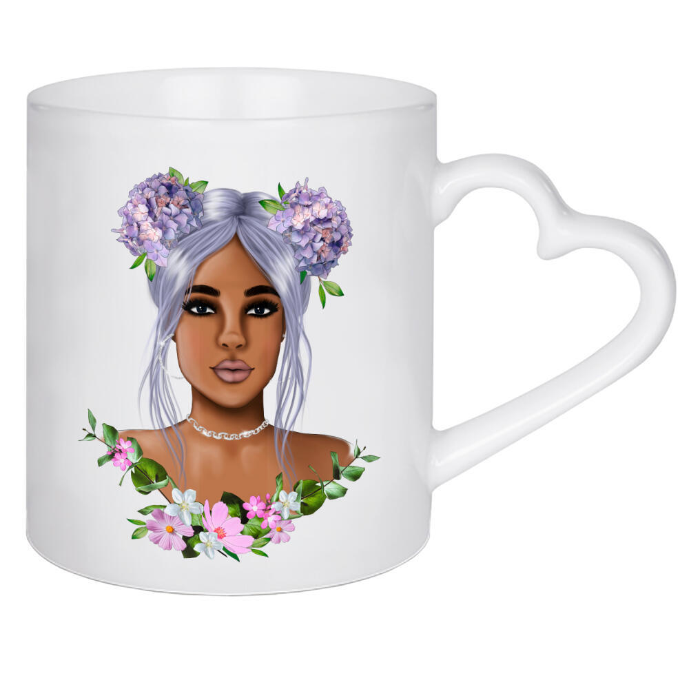 Herztasse "Blumenmädchen Portrait" artboxONE - Floral,Liebe,Fashion,Für Mama,Lustig