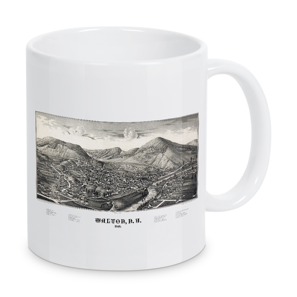 Tasse "Antique map of Walton-New York" artboxONE - Natur,Kartografie - Karte,Plan,Jahrgang,Antik,Retro,Alt,Karten,Karte der welt,Berge