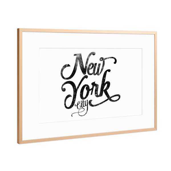 Poster mit Rahmen Kupfer "New York City typography vintage" artboxONE - Städte,Typografie,Schwarzweiß