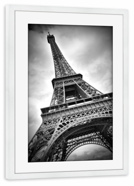Poster mit Rahmen weiß "Eiffelturm DYNAMIC" artboxONE - Städte,Reise,Schwarzweiß,Architektur,Reise / Länder