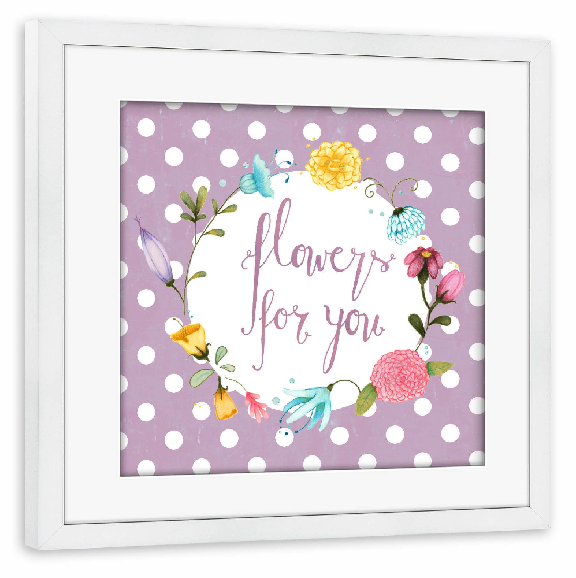 Poster mit Rahmen weiß "Flowers For You" artboxONE - Typografie,Natur,Floral,Floral,Liebe