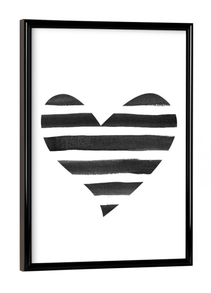 Poster mit schwarzem Rahmen "Heart with stripes" artboxONE - Abstrakt,Liebe,Fiktion