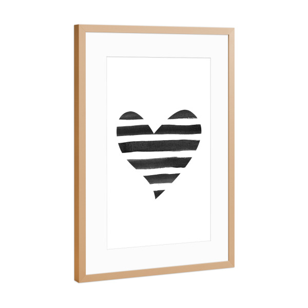 Poster mit Rahmen Kupfer "Heart with stripes" artboxONE - Abstrakt,Liebe,Fiktion