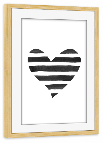 Poster mit Rahmen kiefer "Heart with stripes" artboxONE - Abstrakt,Liebe,Fiktion