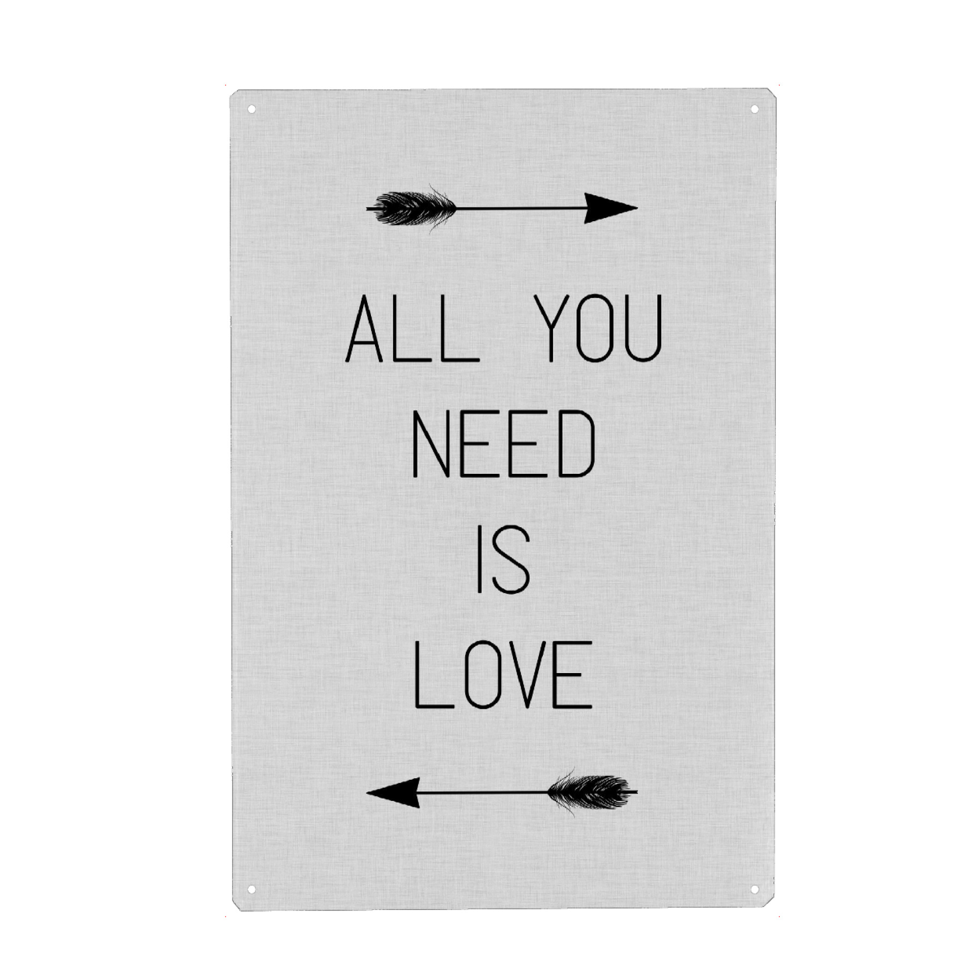 Metall Poster "All You Need Is Love" artboxONE - Typografie,Schwarzweiß,Musik,Liebe