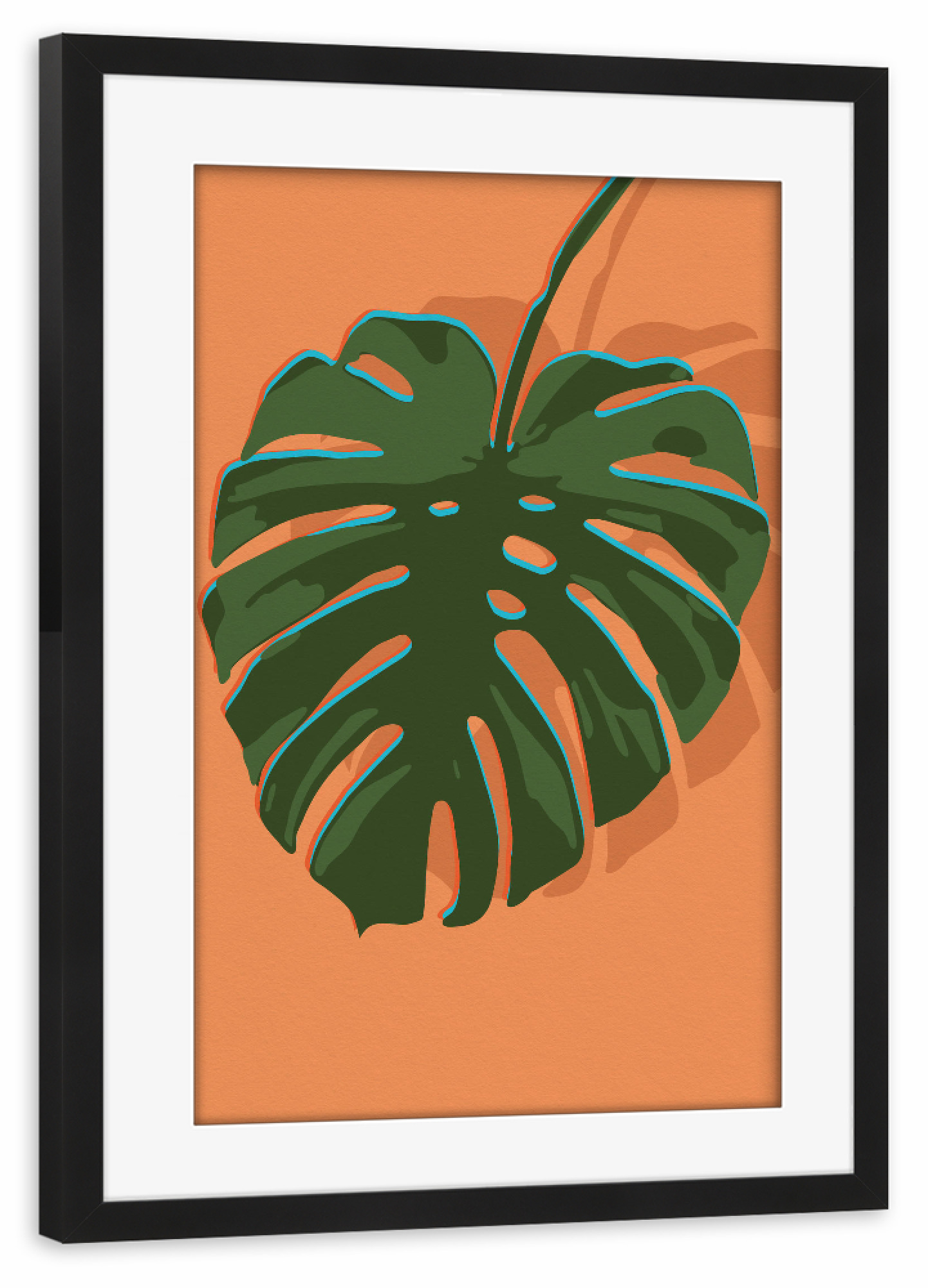 Poster mit Rahmen schwarz "Monstera Leaf Pop Art I" artboxONE - Natur,Floral,Abstrakt,Reise / Strand und Meer