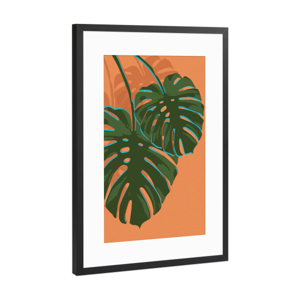 Poster mit Rahmen Schwarz (Metallic) "Monstera Leaf Pop Art II" artboxONE - Natur,Floral