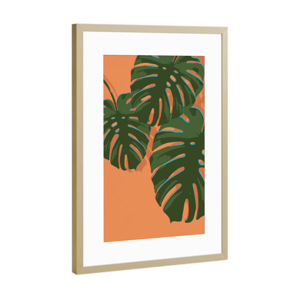 Poster mit Rahmen Gold "Monstera Leaf Pop Art III" artboxONE - Natur,Floral,Abstrakt