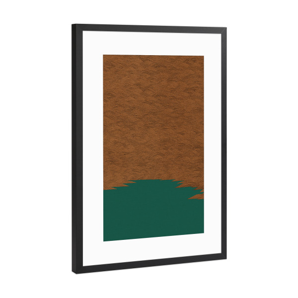 Poster mit Rahmen Schwarz (Metallic) "Copper and Emerald Landscape" artboxONE - Natur,Abstrakt,Geometrie