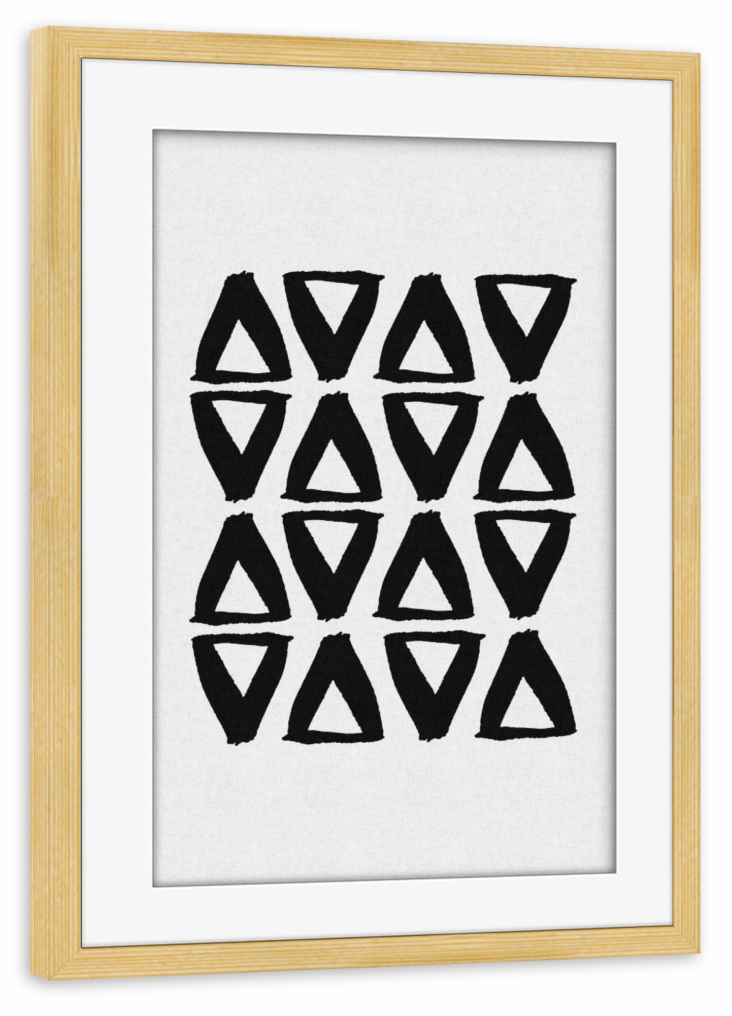 Poster mit Rahmen kiefer "Triangles Painting" artboxONE - Abstrakt,Schwarzweiß,Geometrie