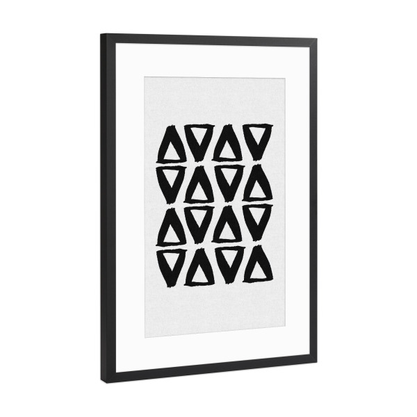 Poster mit Rahmen Schwarz (Metallic) "Triangles Painting" artboxONE - Abstrakt,Schwarzweiß,Geometrie