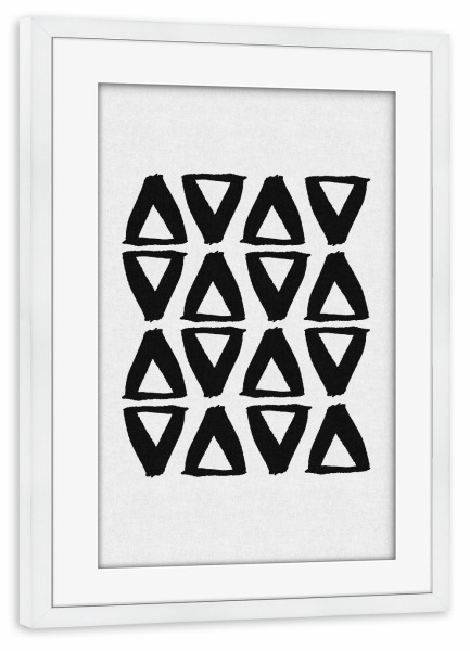 Poster mit Rahmen weiß "Triangles Painting" artboxONE - Abstrakt,Schwarzweiß,Geometrie