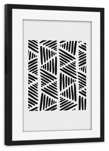 Poster mit Rahmen schwarz "Stripes Painting" artboxONE - Abstrakt,Schwarzweiß,Geometrie