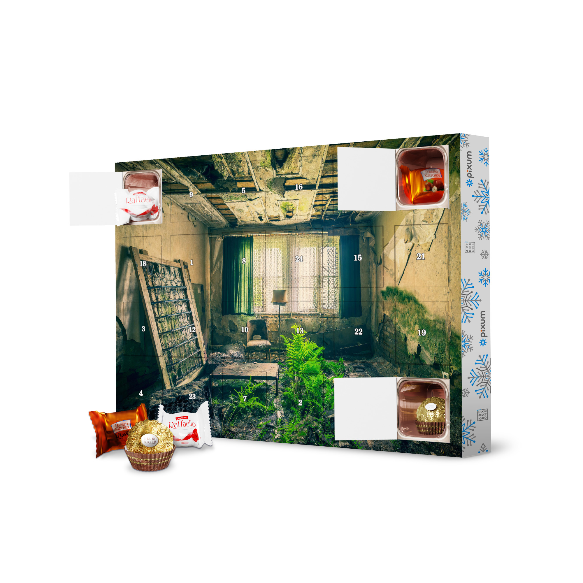 Adventskalender mit Ferrero Pralinen Hotel zum grünen Bett artboxONE Adventskalender Architektur