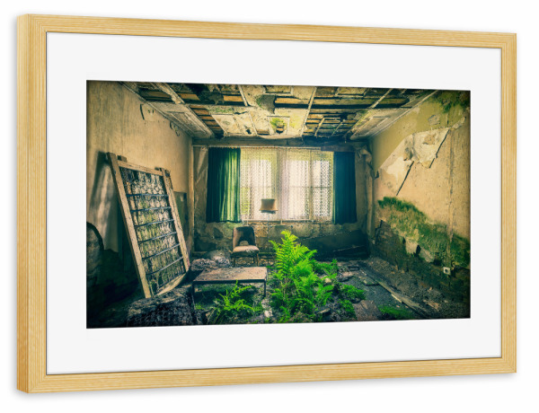 Poster mit Rahmen kiefer "Hotel zum grünen Bett" artboxONE - Architektur,Stillleben