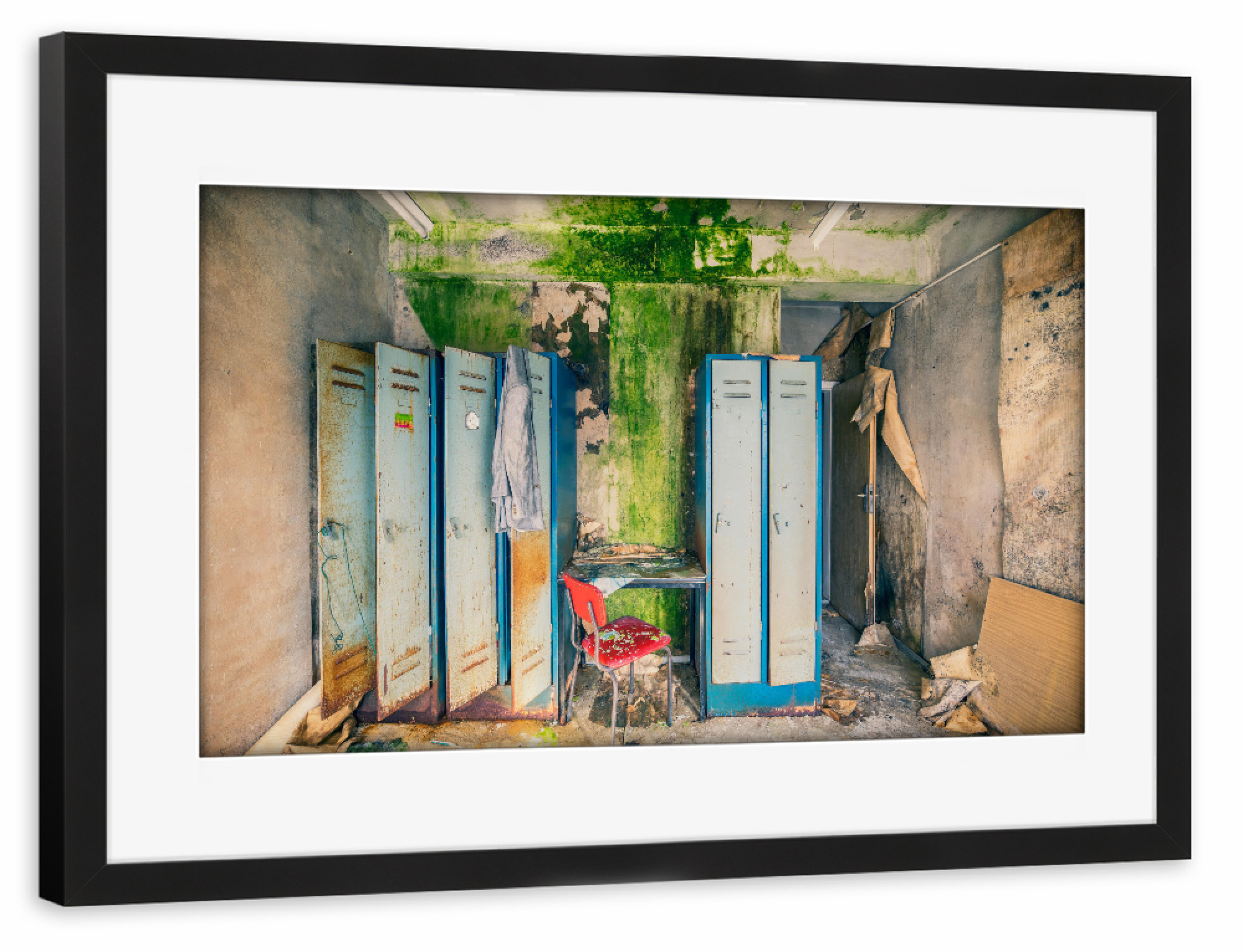 Poster mit Rahmen schwarz "Umkleideraum" artboxONE - Architektur,Stillleben