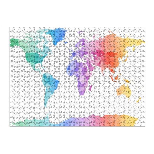 Puzzle Ravensburger "Watercolor Map of the World light" artboxONE - Reise - Serenity,Rosequartz,Weltkarte - Bild Serenity