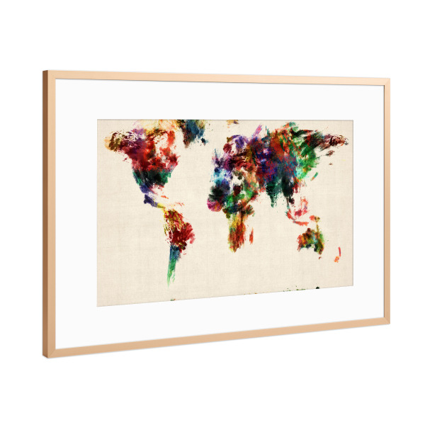 Poster mit Rahmen Kupfer "Map of the World Map Abstract" artboxONE - Reise - Weltkarte