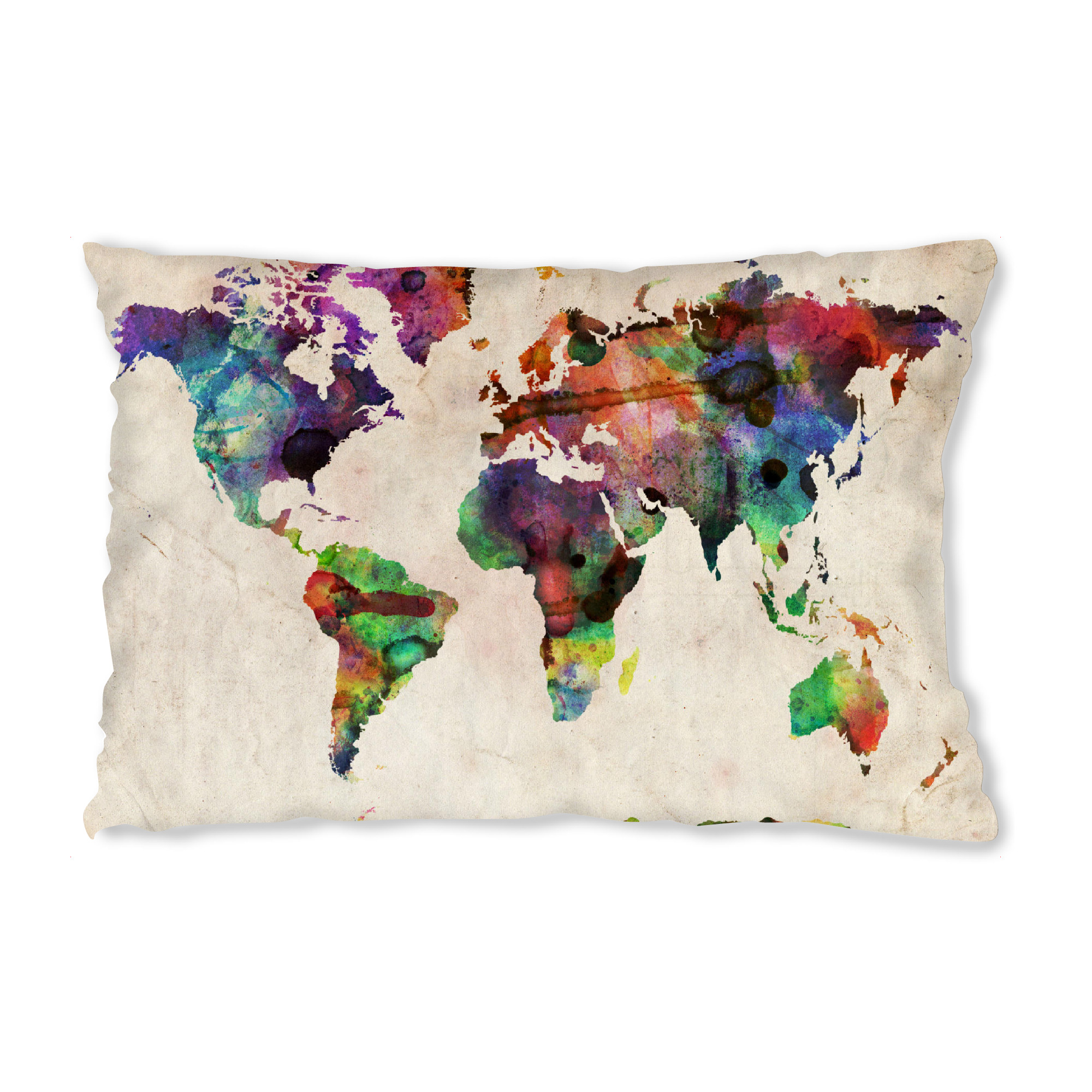 Design-Kissen "World Map Urban Watercolor" artboxONE - Reise - Weltkarte,Welt,Karte - Bild weltkarte