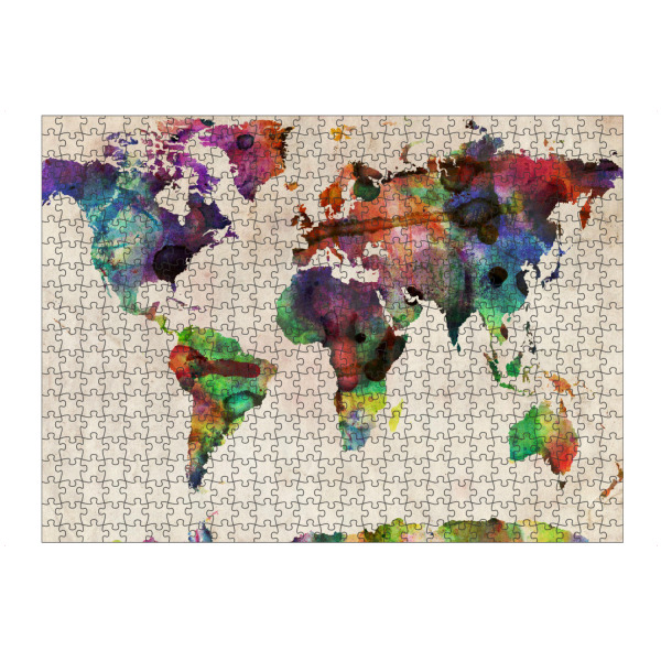 Puzzle Ravensburger "World Map Urban Watercolor" artboxONE - Reise - Weltkarte,Welt,Karte - Bild weltkarte