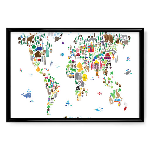 Animal Map of the World White