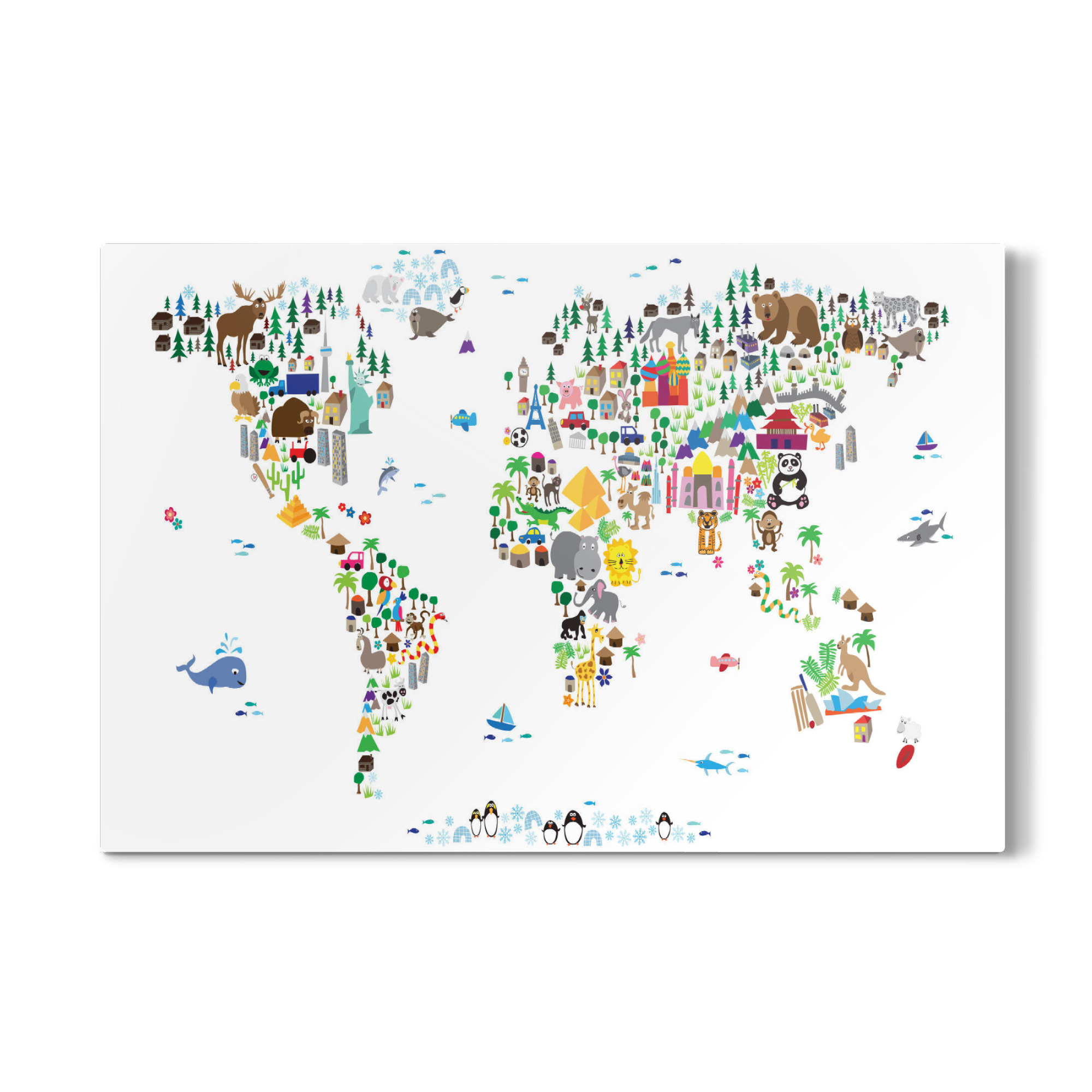 Galerie-Print "Animal Map of the World White" 75x50 cm artboxONE