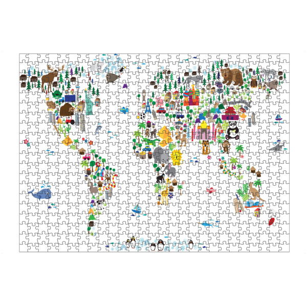 Puzzle Ravensburger "Animal Map of the World White" artboxONE - Tiere - Weltkarte,Kinderzimmer - Bild Weltkarte